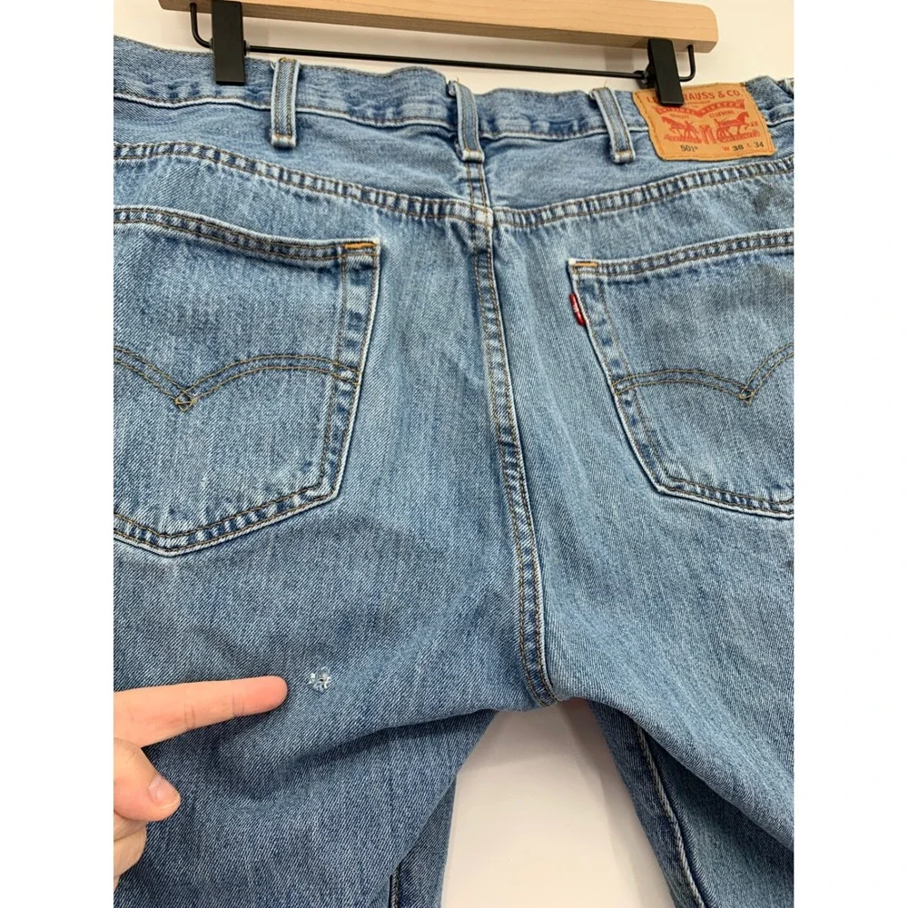 Levis Shorts Mens 38 Blue Cut Off Distressed 12